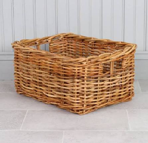 Large <b>rectangular</b> woven rattan living room coffee table <b>basket</b> with tall side handles, available at wholesale prices. - Product Image 3