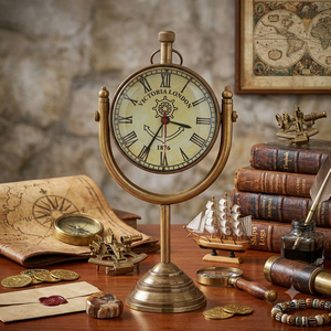 Vintage Brass Art Deco <b>Desk</b> <b>Clock</b> Antique Nautical Handmade Maritime Decorative Quartz Movement Home Office <b>Desk</b> Decor Gift - Product Image 3