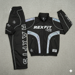 Nouvel ensemble de survêtement réfléchissant Rexfit Sports 2026 pour homme – Veste coupe-vent et pantalon de jogging 2 pièces en nylon, marque privée - Product Image 6