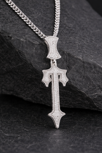 Harmonic Jewels Collier Pendentif Croix Gothique Chrétienne Hip Hop Personnalisé, Charme en Moissanite Micro-Pavé Brillant, Argent 925 - Product Image 6