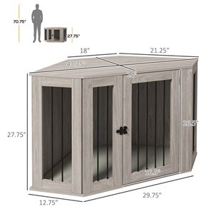 "Rectangle XL Walnut Dog Crate End <b>Table</b> with Cushion for Medium Dogs Indoor Use" - Product Image 3