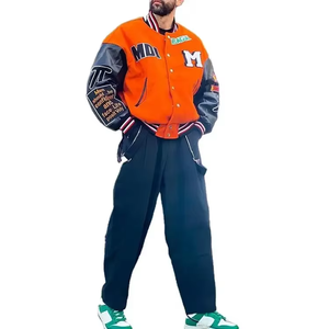 Wholesale Custom Baseball Letterman Men Embroidery Winter Varsity Jacket <b>Canvas</b> Front High Quality Fleece Lined - Product Image 3