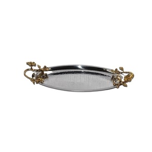 Plateau de service créatif de luxe en métal poli argenté et doré, durable, pour bonbons, snacks et aliments, idéal pour mariages et fêtes, vente en gros - Product Image 3