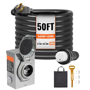 Cavo di Alimentazione per Generatore NEMA 14-50P/SS2-50R STW 6/3+8/1 AWG 50 Amp, Kit Scatola di Ingresso da 50 Piedi con Connettore Twist Lock C, Parti e Accessori per Elettricità - Product Image 3
