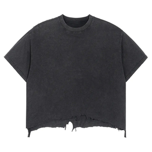 Hot Sale High Quality Heavyweight Oversized T Shirt Custom Distressed Printing Breathable Cotton Men Blank Wholesale - Product Image 1