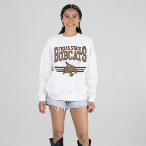 Sudadera Extra Grande de Felpa Premium Blanca de los Texas State Bobcats para Mujer, Sudadera con Cuello Redondo y Logotipo Universitario Personalizado - Product Image 1