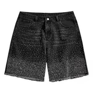 Unisex High Quality Acidwash Denim <b>Shorts</b> Allover Rhinestones Custom Made <b>Jean</b> <b>Shorts</b> for Men Summer Diamond Jorts - Product Image 1