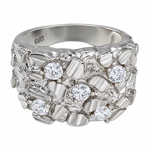 Bague pour homme en argent 925 avec moissanite taille diamant rond, large bande de style affirmé, design géométrique, bijoux de mode de luxe entièrement pavés - Product Image 6