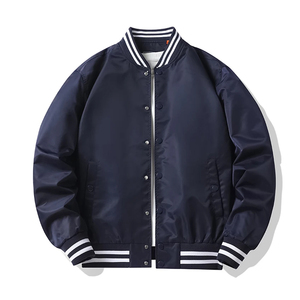 Blouson universitaire personnalisé en gros, veste bomber vierge, vêtement d'extérieur rayé avec fermeture boutonnée, unisexe, streetwear, fabricant - Product Image 1