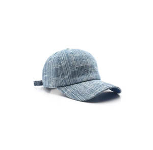 Casquette de baseball en toile texturée bleue imperméable respirante avec fermeture à boucle en plastique, personnalisable avec logo – Vente en gros - Product Image 6