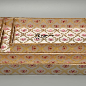 Pink Geometric Enamel Food-Safe Serving Tray Set of 3 – Modern Luxury MDF & <b>Paper</b> Nesting Trays for <b>Kitchen</b> Dining & Home Decor - Product Image 4