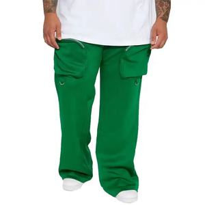 Ropa de calle informal para hombre, pantalones de chándal acampanados Cargo de lana de algodón, último diseño, pantalones acampanados holgados de pierna ancha, cordón en la cintura apilado - Product Image 2