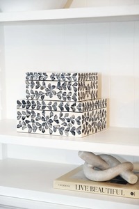 Grey Shell Inlay Jewelry Storage Box Set Floral Leaf Mosaic Organizer Nested Decorative <b>Trinket</b> <b>Boxes</b> Decorative Jewelry Box - Product Image 2