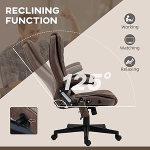 Sedia da Ufficio in Lino con Schienale Alto, Funzione di Massaggio Vibrante e Riscaldante, Sedia Direzionale Regolabile, Design Tradizionale, Colore Caffè in Nylon - Product Image 6
