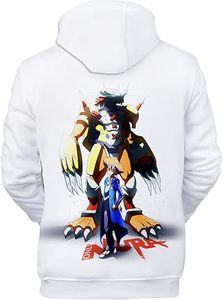 Sweat-shirt à capuche imprimé 3D Anime Digimon pour homme, blanc, impression intégrale 3D, coupe classique, streetwear d'automne - Product Image 6