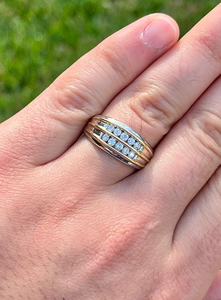 <b>Women's</b> 18K Gold Plated Alloy Eternity Band Engagement <b>Ring</b> with Natural Round Diamonds Channel <b>Set</b> Classic IGI Certified - Product Image 3