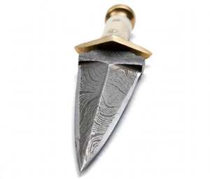 Cuchillo utilitario decorativo de hoja fija de acero de Damasco personalizado con mango de hueso blanco y guardacuchillo de latón, herramienta de colección - Product Image 4