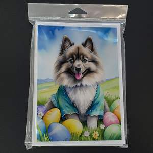 Whimsical Keeshond Easter Egg Hunt A7 Size <b>5x7</b> Blank Note Cards Pack of 8 with <b>Envelopes</b> - Product Image 3