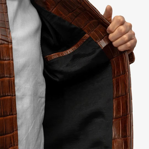 Veste d'hiver vintage en cuir de haute qualité pour homme, personnalisable, imperméable, coupe-vent, style urbain, avec fermeture éclair, service OEM frontal - Product Image 6