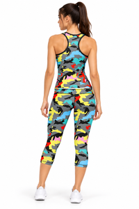 Custom <b>Women</b>’s <b>Camouflage</b> Fitness Set Sublimated Racerback Tank Top with Capri Leggings Gym Yoga Workout Activewear - Product Image 5