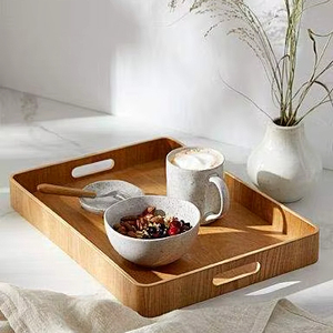 Plateau de service multifonctionnel en bois d'acacia personnalisable et écologique pour la cuisine, l'hôtellerie, la vaisselle moderne pour les fêtes et le service alimentaire - Product Image 1
