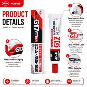 KONISHI G17 170ml Adesivo Siliconico a Contatto Forte, Asciugatura Rapida, <span class=keywords><strong>Colla</strong></span> per Scarpe, Gomma, Pelle, <span class=keywords><strong>Metallo</strong></span>, Riparazioni Multiuso e Imballaggio - Product Image 3