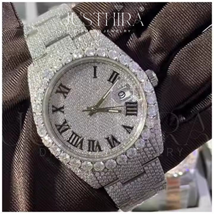 Reloj de cuarzo con diamante moissanita de la mejor calidad para hombre, de acero inoxidable, resistente al agua, luminoso, para negocios, disponible a buen precio. - Product Image 3