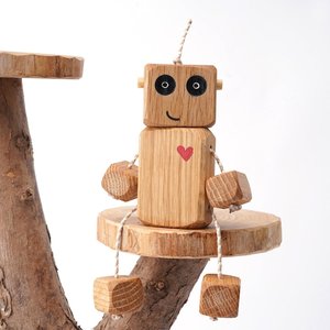 Sculpture de robot en bois écologique moderne de qualité supérieure, figurine décorative artisanale pour la décoration intérieure contemporaine - Product Image 2
