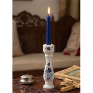 Portavelas de Mármol Makrana Premium de 5 Pulgadas, Hecho a Mano con Incrustaciones Mughal y Piedra Azul, Decoración de Lujo para el Hogar, Regalo de Boda, Venta al por Mayor - Product Image 1