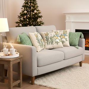 SOGA Juego de 5 Fundas de Almohada de Tela para Decoración del Hogar, Diseño Chevron Verde con Borlas y Estampado Botánico, Modelo D0100X3N6N2 - Product Image 6