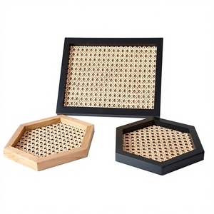 Rattan tray Tabletop Other Home Decor Round <b>Square</b> <b>Black</b> mdf and mango tray Wooden Serving Decorative Tray craftera exports - Product Image 4