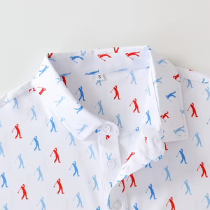 Chemise de golf en polyester tricoté à manches courtes pour hommes, athlétique, infroissable, imprimée par sublimation, respirante et à séchage rapide - Product Image 3