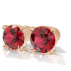 Heerani Jewels Lab Grown Round Ruby 925 <b>Sterling</b> <b>Silver</b> Classic <b>Stud</b> Vermeil Rose Gold Unisex <b>Earrings</b> - Product Image 1