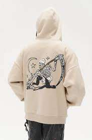 Sudadera con Capucha Vintage de Calavera para Hombre, Oversize, de Algodón, con Lavado Ácido, Efecto Desgastado, Forrada, con Logotipo Personalizado - Product Image 3