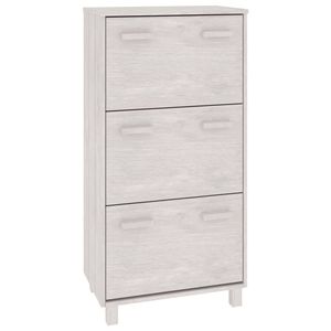 Armoire à chaussures en bois de pin massif blanc avec organisateur en plastique moyen pour boîtes à chaussures - Product Image 2