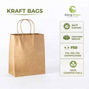 Bolsas de Papel Kraft Marrón Ecológicas Personalizadas con Asas para Envasado de Alimentos - Product Image 1