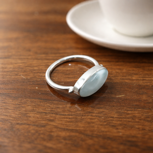 <b>Top</b> quality Blue Larimar Gemstone Ring 925 Sterling Silver <b>Rose</b> Gold Yellow Gold Plated Handmade Statement Oval Ring Jewelry her - Product Image 5