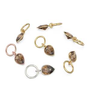 Pendentif Poire en Quartz Fumé au Design Minimaliste, Monture en Or Massif, Pierre de Naissance de Novembre, Petits Pendentifs et Breloques Fins - Product Image 2