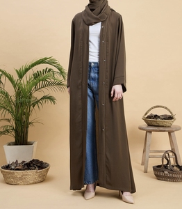 2026 New Style Modest Abaya Robe Islamic Clothing Front Open Muslim Women Long Dress Polyester Floral V Neck Gulf Clothing - Product Image 1