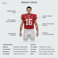 Ensemble Maillot et Protections de Football Américain Personnalisé pour Adulte, 100% Polyester Maille, Style Rétro, Édition Limitée, Anti-humidité, Coupe Ajustée, Col en V