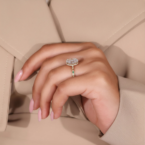 Oval Cut Diamond Engagement <b>Ring</b> Vintage <b>Silver</b> Prong Setting Emerald Accent Bridal <b>Ring</b> for Women - Product Image 5