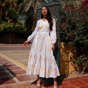 เดรสลำลองสไตล์โบฮีเมียนสำหรับผู้หญิงยูเครน คอลเลคชั่นฤดูร้อนปี 2026 ขายส่ง แขนยาว ความยาวปานกลาง ลายพิมพ์ผ้าฝ้ายเรียบง่าย สไตล์ชายหาด - Product Image 2