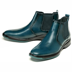 Botas Oxford Unisex de Cuero Genuino Color Verde Azulado, con Cordones, Punta Puntiaguda, Transpirables, que Aumentan la Altura, para Oficina, Carrera, Negocios, Casual - Product Image 3