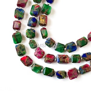 Multi Color Mohave Turquoise Faceted Nugget Beads 5x7-6x8MM Copper Turquoise Tumble Shape Loose Gemstone Beads Jewelry Making - Product Image 2