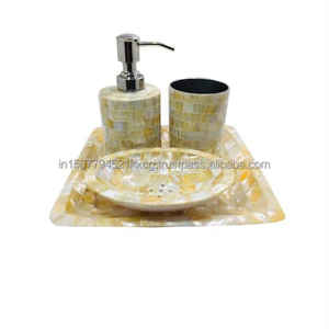 Handmade Best Quality Indian Mother of <b>Pearl</b> Bathroom Sets for Home Hotel Restaurant Premium <b>Bath</b> Accessory Set - Product Image 1