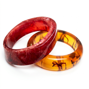 Pulseras de Resina Modernas al por Mayor, Brazaletes Gruesos con Patrones Geométricos, Joyería de Moda Hecha a Mano para Mujer, Fiesta - Product Image 1