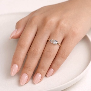 แหวนเพชรทรงกลม 4 เม็ด แหวนหมั้นเพชรเพาะเลี้ยง 10K 14K 18K ทองคำแท้ ดีไซน์เครื่องประดับชั้นดี รับรองโดย IGI E VVS - Product Image 3
