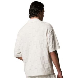 Camisa de punto a cuadros para hombre, manga corta, con botones, informal, de verano, blanca, suministro al por mayor OEM - Product Image 5