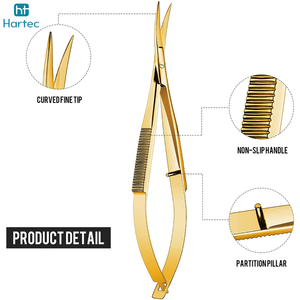 Tijeras de Precisión Doradas de 5 Pulgadas con Hoja Recta de Acero Inoxidable para Cejas y Pestañas, Recorte de Cutículas y Manicura - Product Image 3