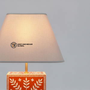 Lanterne de table moderne en os incrusté, lampe de chevet géométrique florale, lampe d'appoint décorative artisanale haut de gamme pour salon - Product Image 3